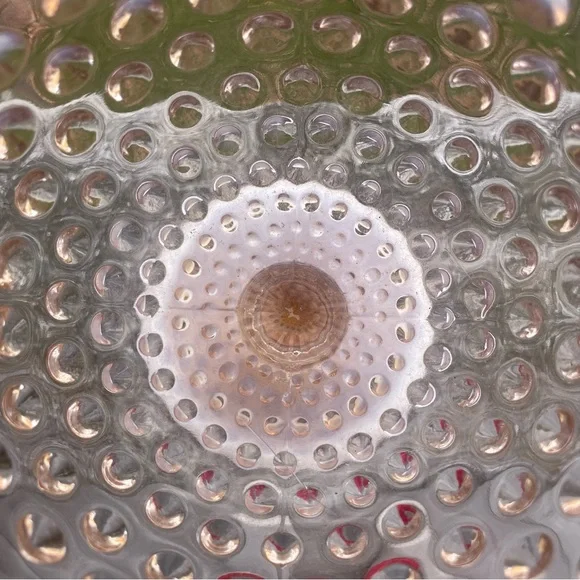 DUNCAN & MILLER Vintage 1940s Pink Opalescent Hobnail Crimped Footed Vase Cup - Picture 3 of 10